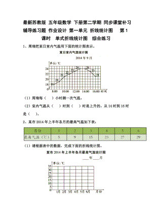 最新苏教版-五年级数学-下册第二学期-课堂补习辅导练习题-作业设计-第二单元--第1课时--单式折线统计图.doc