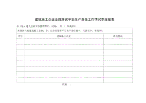 建筑施工企业全员落实安全生产责任工作情况季度报表.docx