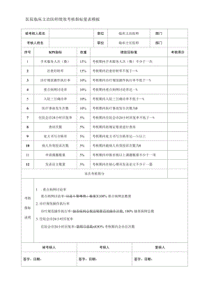 医院临床主治医师绩效考核指标量表模板.docx