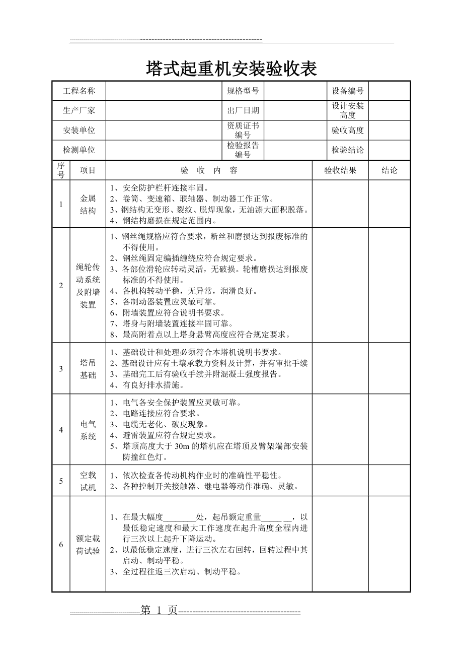 塔式起重机安装验收表(四方验收)(3页).doc_第1页