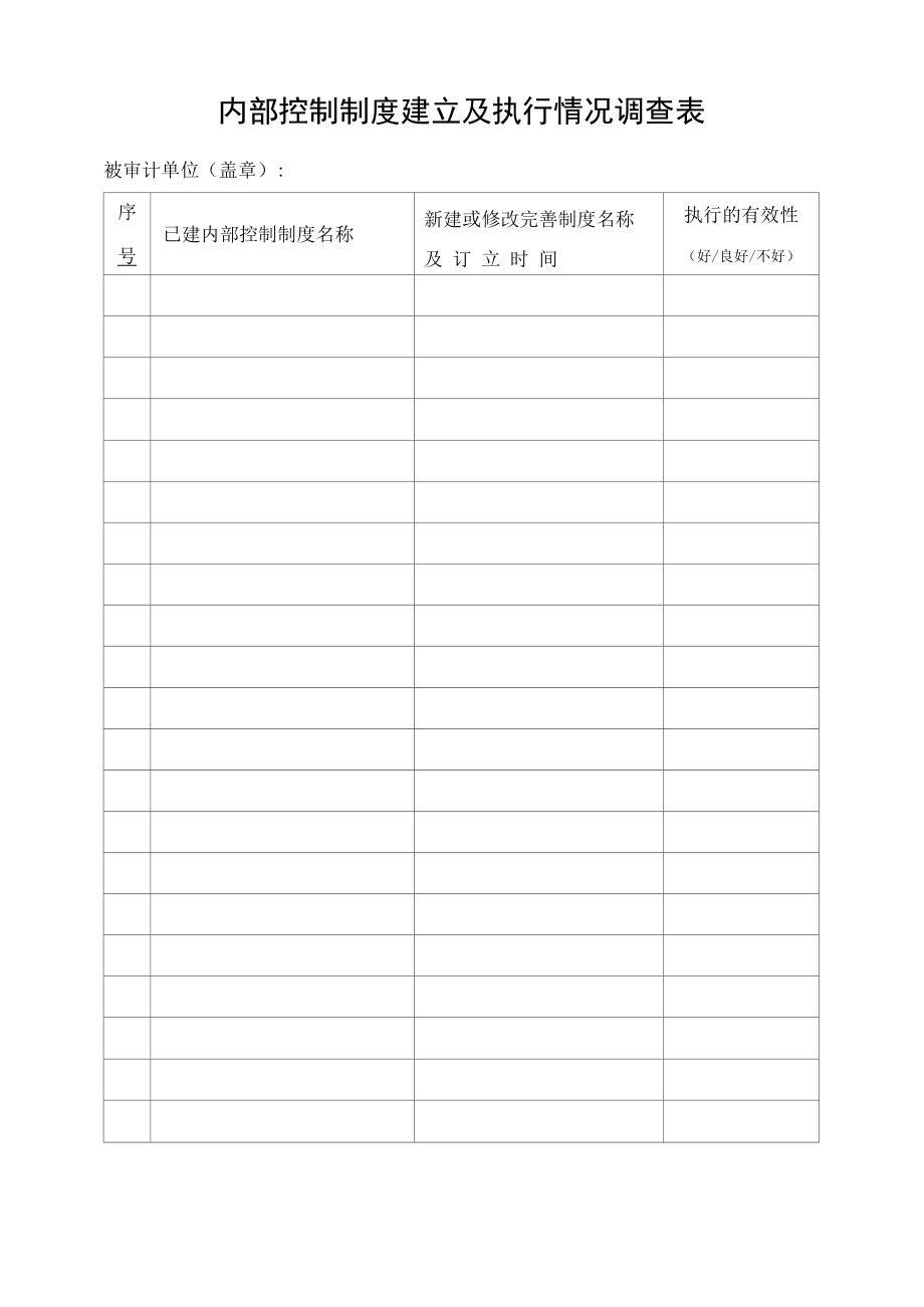 内部控制制度建立及执行情况调查表.docx_第1页