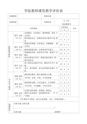 学院教师课堂教学评价表.docx