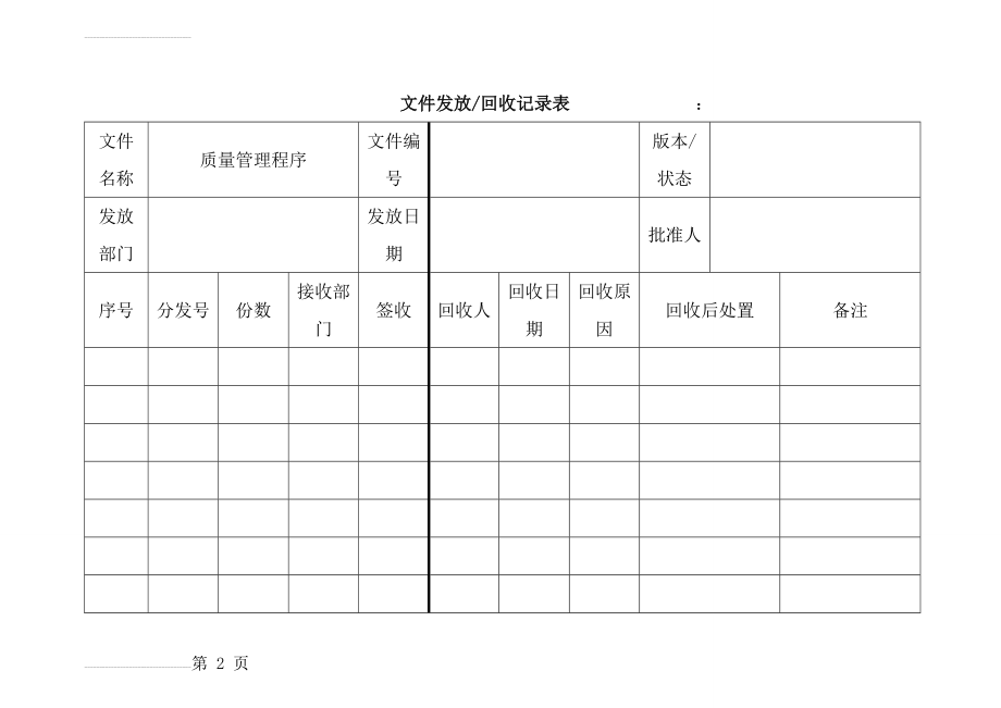 医疗器械经营企业记录表格(质量记录表格)(43页).doc_第2页