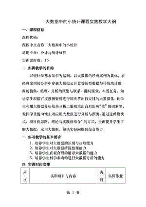 大数据中的小统计实践教学大纲大数据与中小企业统计实务.docx