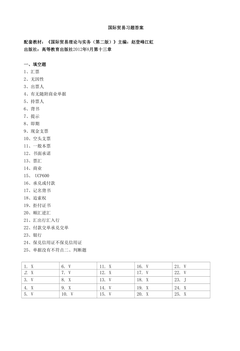 国际贸易理论与实务习题答案 （王峰 第三版）第13章答案.docx_第1页