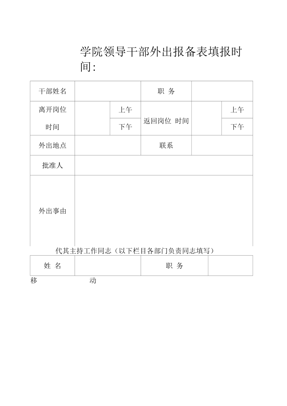 学院领导干部外出报备表.docx_第1页