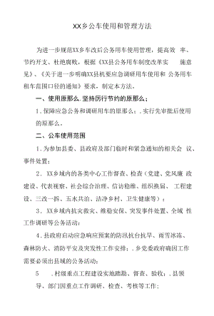 乡镇公车使用和管理办法.docx