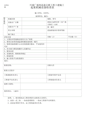 32起重机械设备检查表（通用.docx