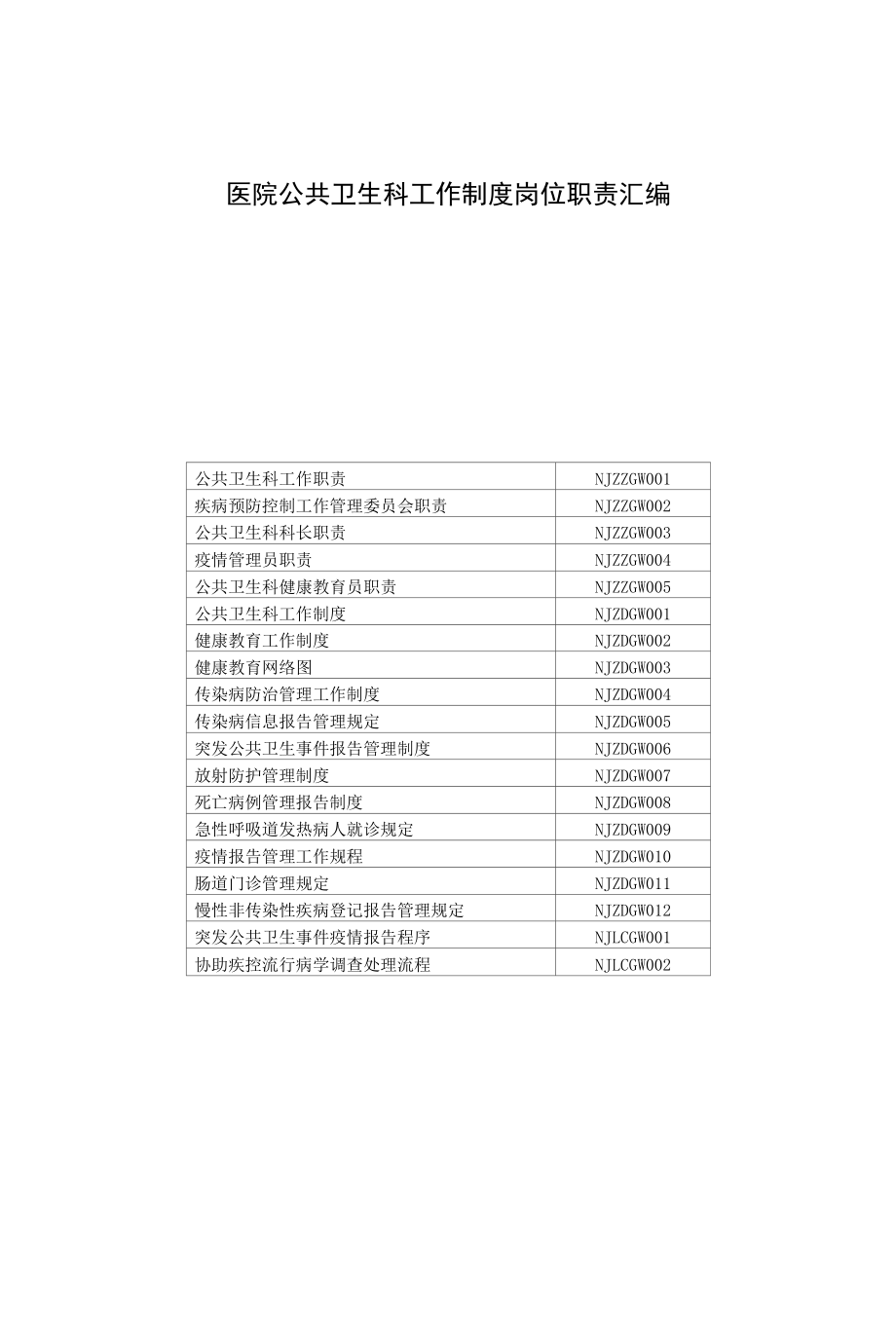 医院公共卫生科工作制度岗位职责汇编.docx_第1页