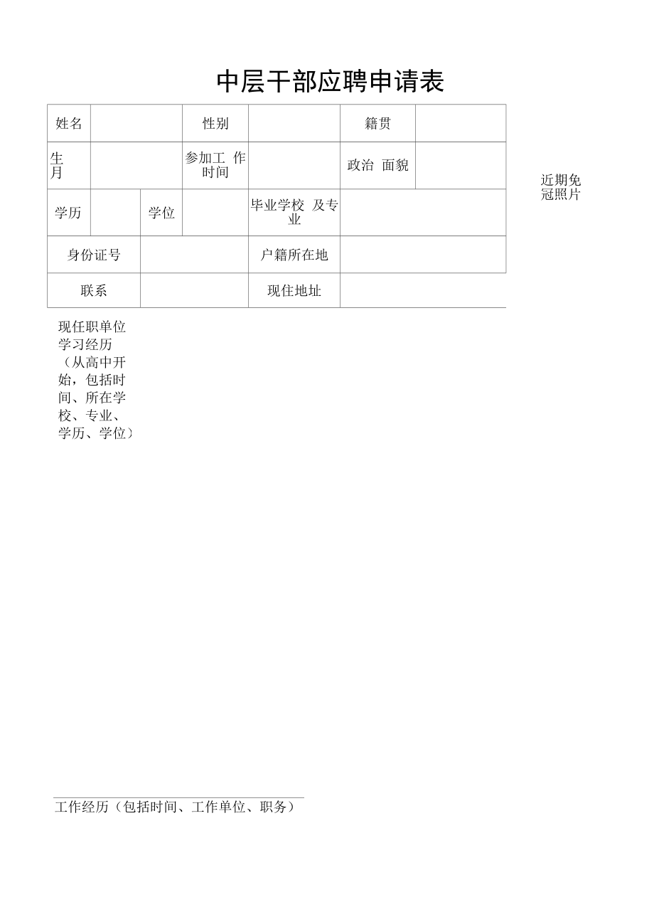 中层干部应聘申请表.docx_第1页