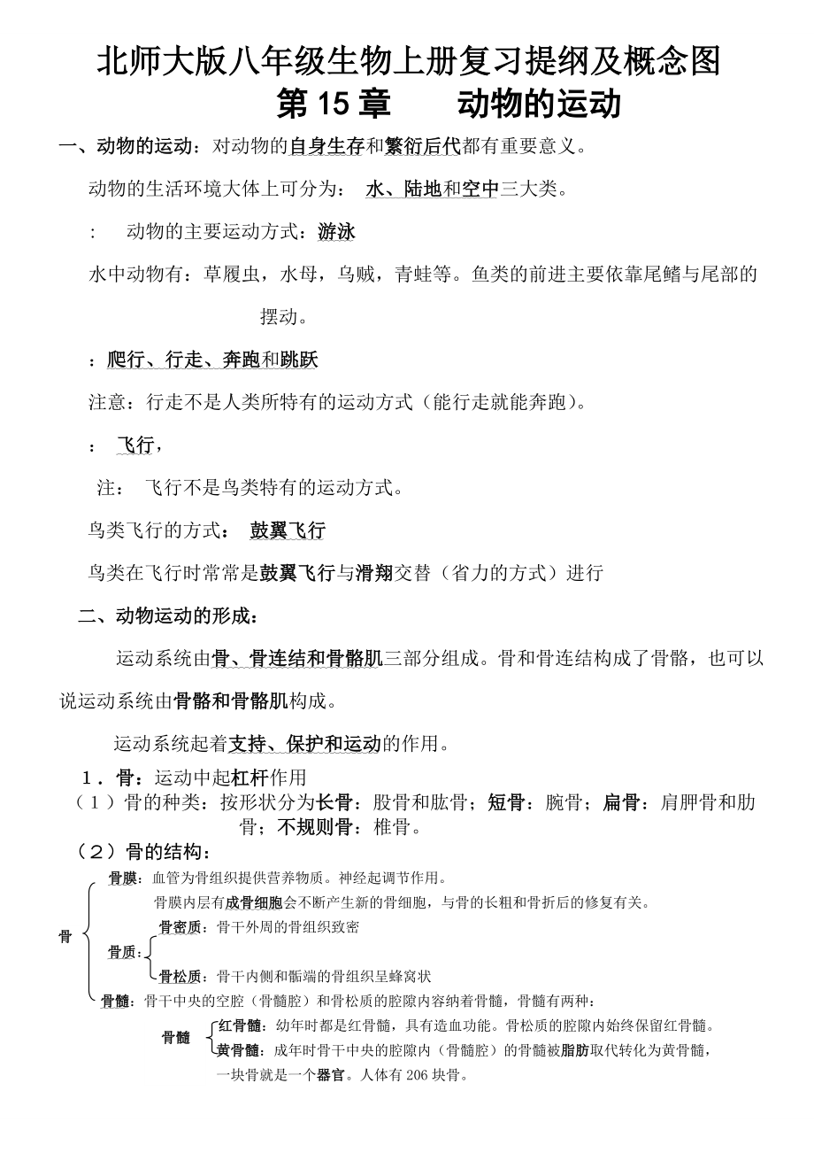 北师大八年级生物上册知识点总结(7页).doc_第2页