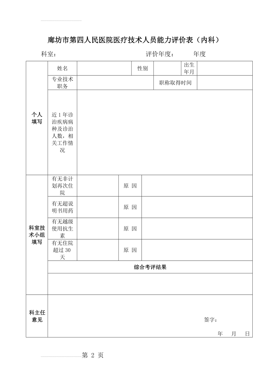 医疗技术人员能力评价表(内科)(2页).doc_第2页