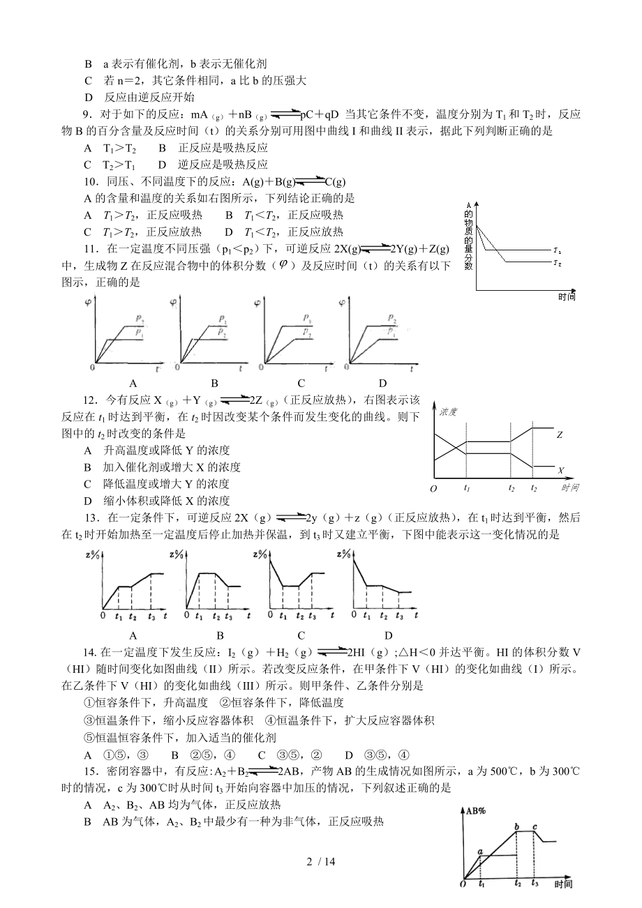 化学反应速率化学平衡图像题精选精练.doc_第2页