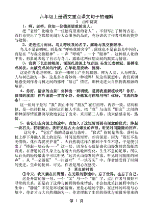 六年级上册语文重点课文句子的理解.docx