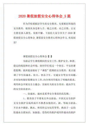 2020暑假放假安全心得体会_5篇.docx