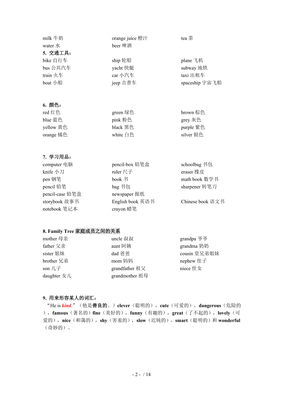 小学英语单词分类语法时态汇总附练习题.doc_第2页