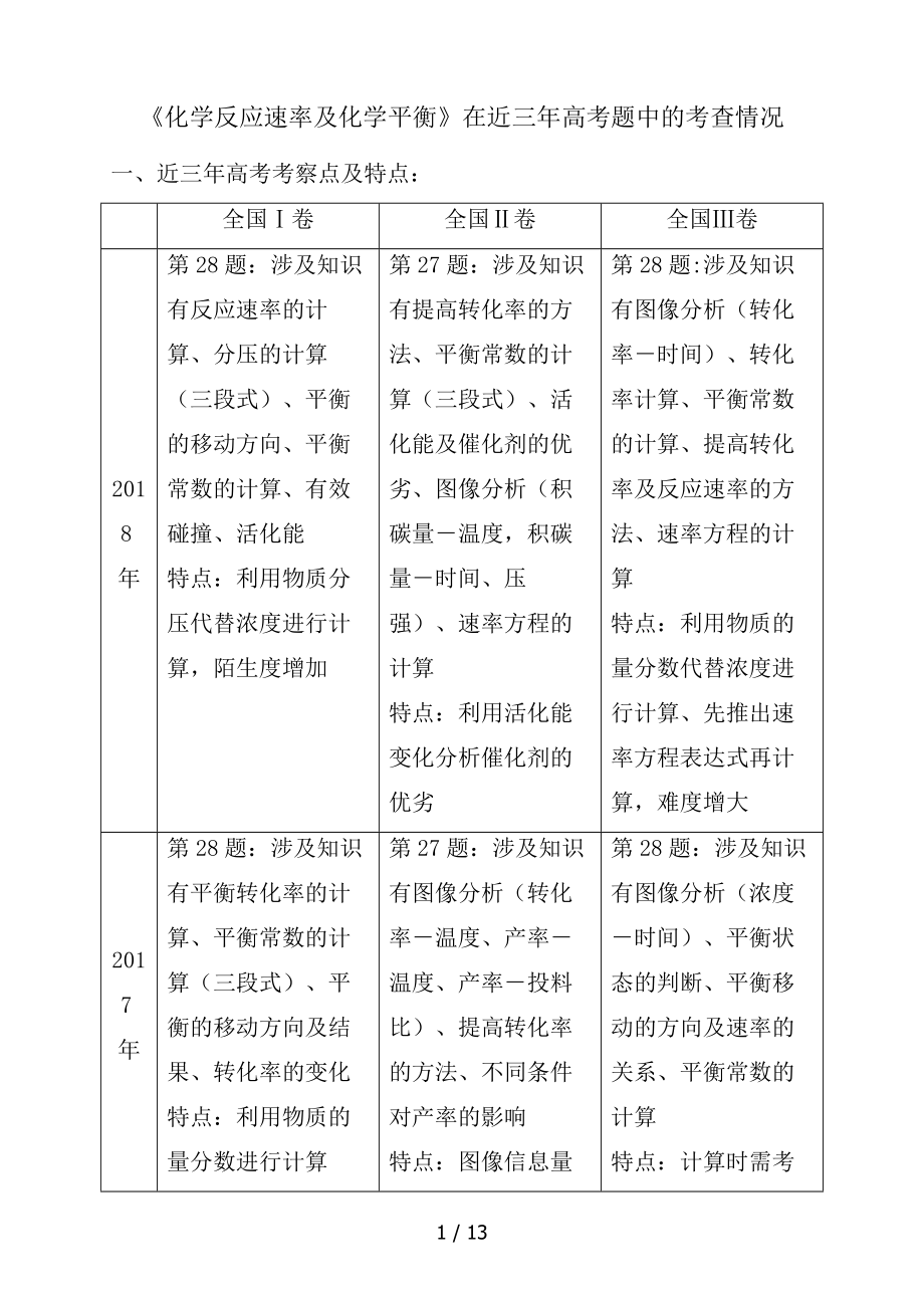 化学反应速率与化学平衡高考题分析.doc_第1页