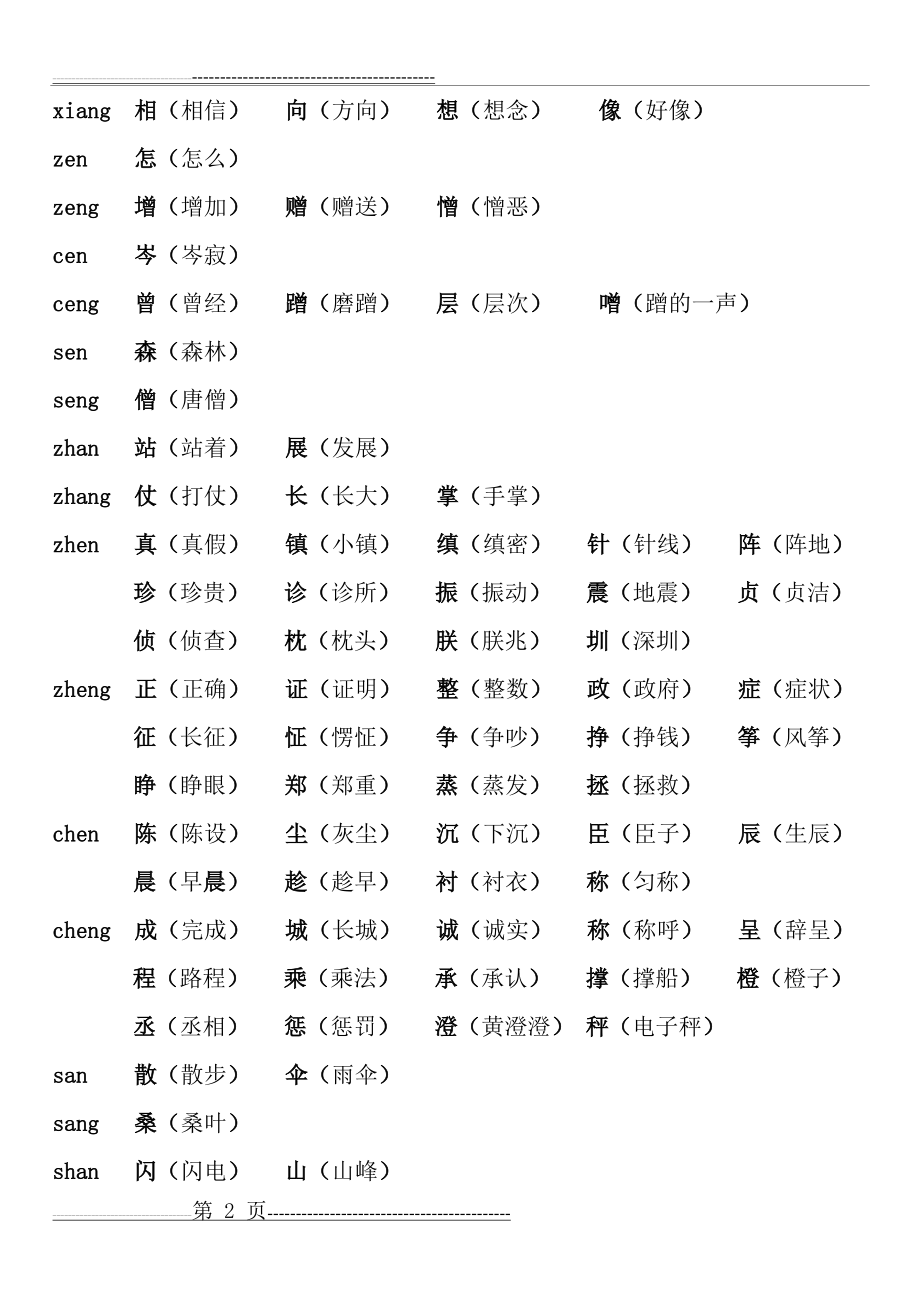 小学前鼻音后鼻音汇总(简单)(7页).doc_第2页