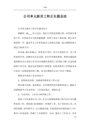 公司单元新员工转正长篇总结.docx