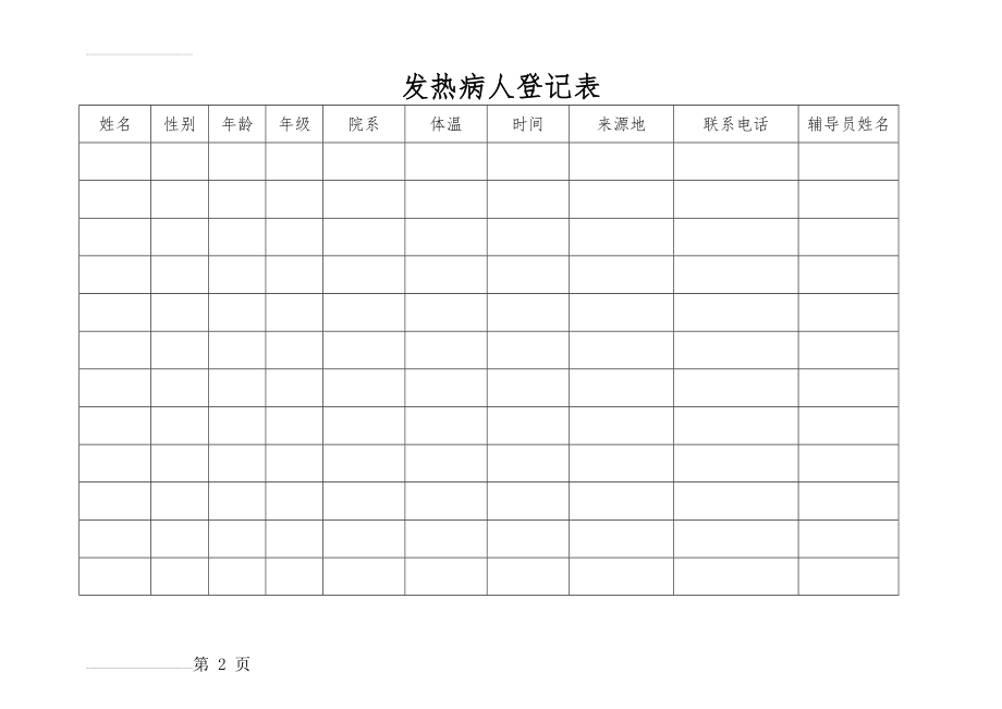 发热病人登记表.(2页).doc_第2页