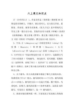 六上课文知识点.docx