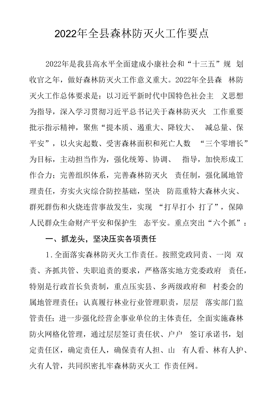 2022年全县森林防灭火工作要点.docx_第1页