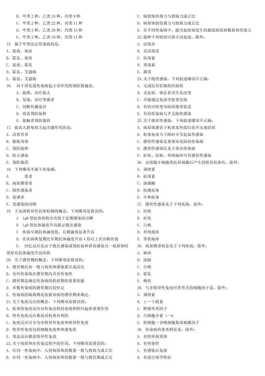 住院医师规范化传染病学题库.doc_第2页