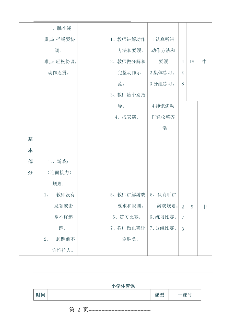 小学二年级体育教案全集之四(22页).doc_第2页