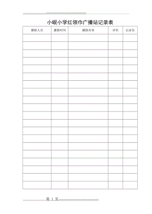 小学红领巾广播站记录表(1页).doc