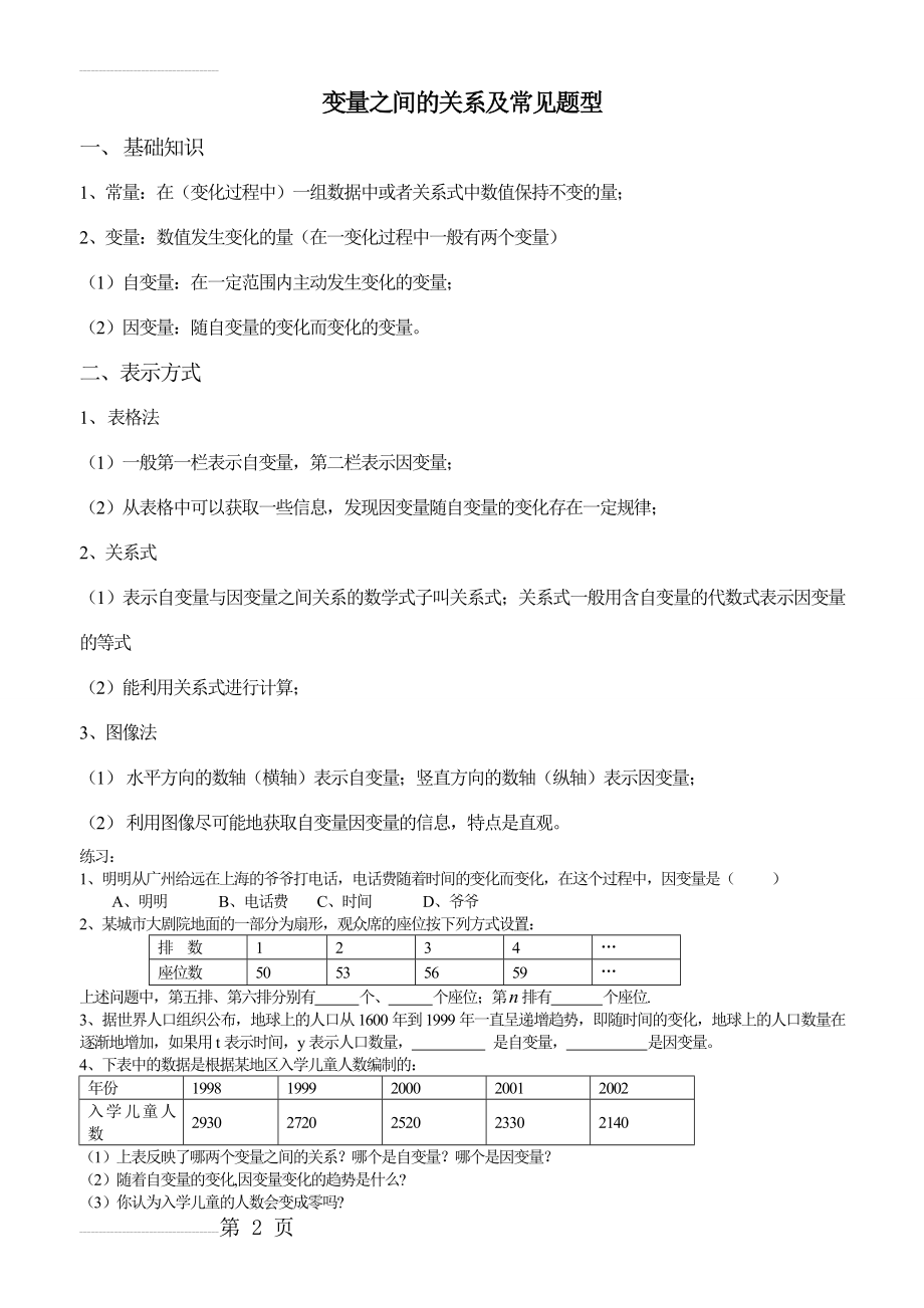 变量之间的关系知识点及常见题型---(6页).doc_第2页