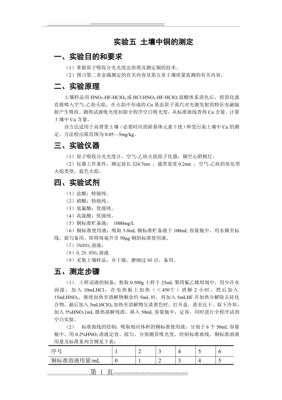 实验五 土壤中铜的测定 (1)(4页).doc_第1页