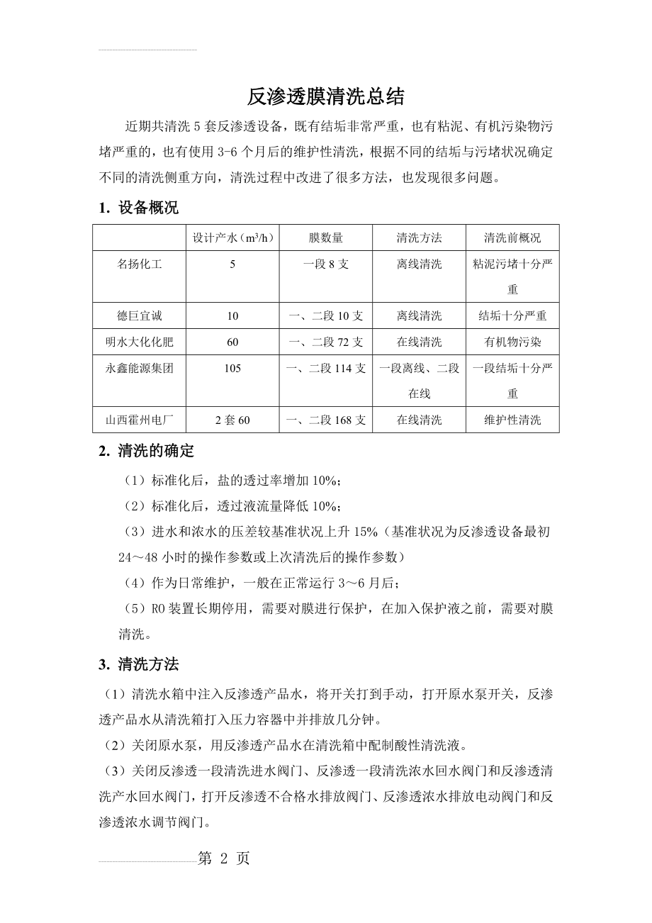 反渗透膜清洗总结(6页).doc_第2页