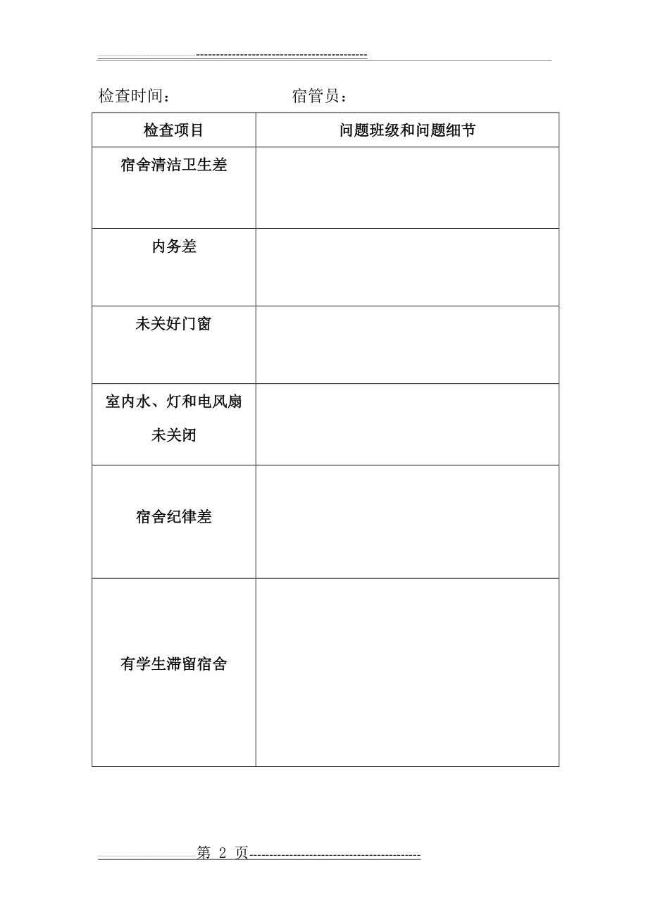 学生宿舍日常检查记录表(2页).doc_第2页