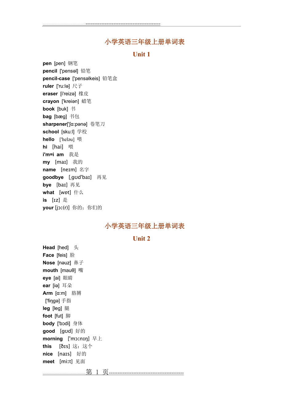 小学三年级上册英语单词(带音标)(4页).doc_第1页