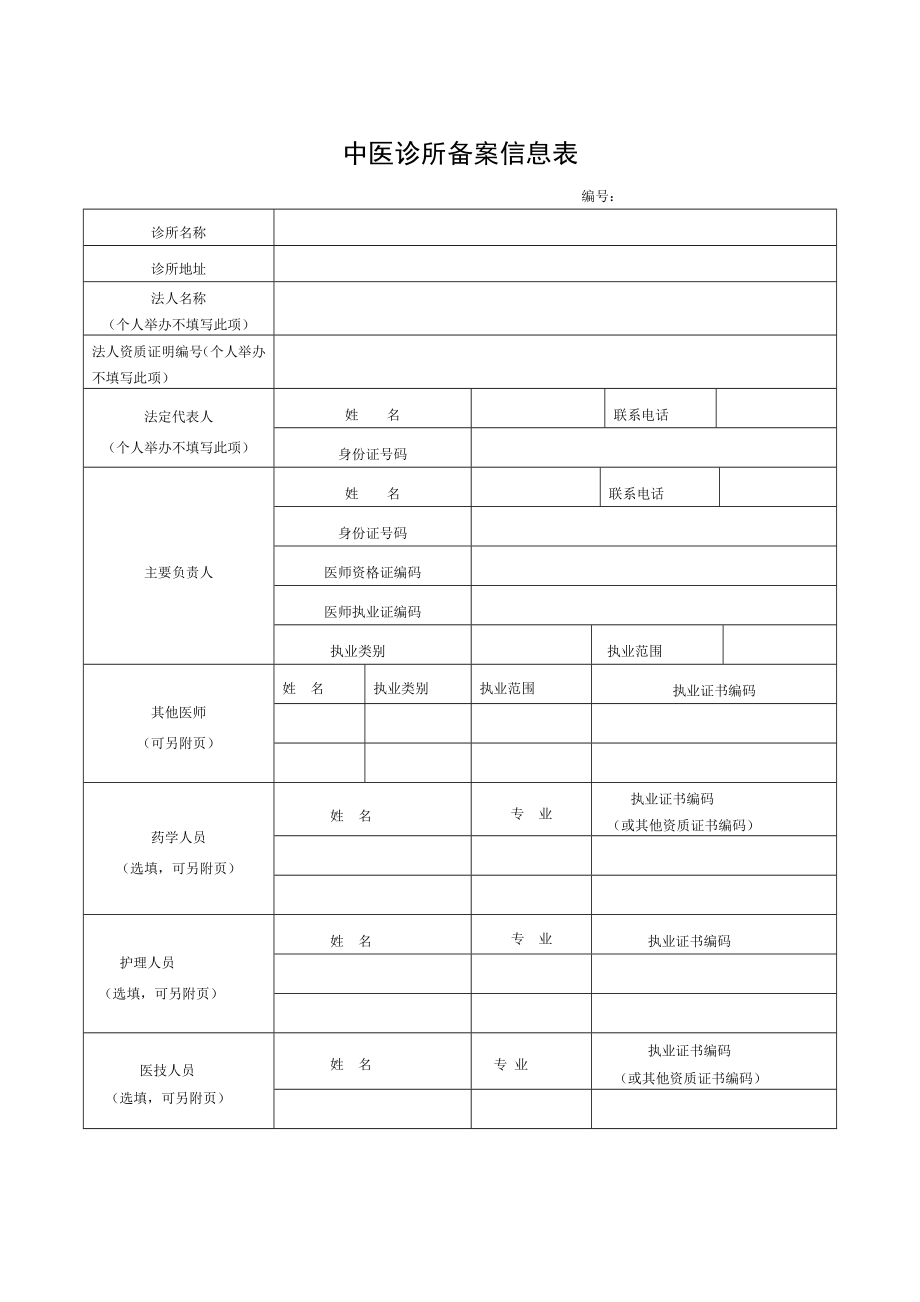 中医诊所备案信息表及说明.doc_第1页