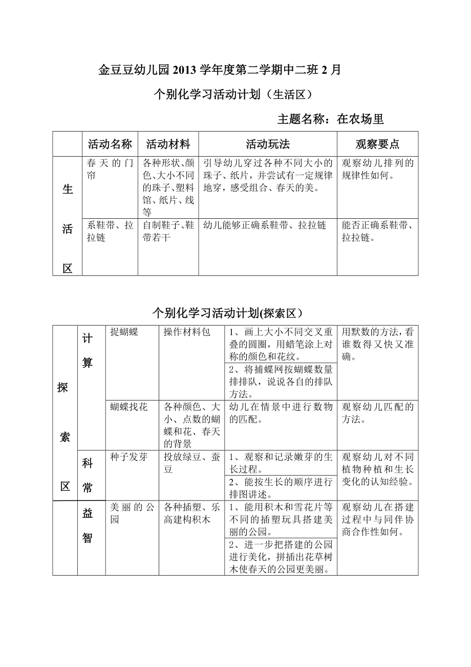 春天来了个别化学习活动计划.doc_第2页