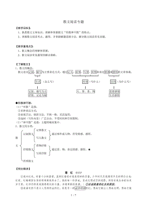 苏教版初中语文散文阅读专题.doc