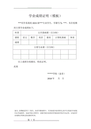 学业成绩证明(参考模板)(1页).doc