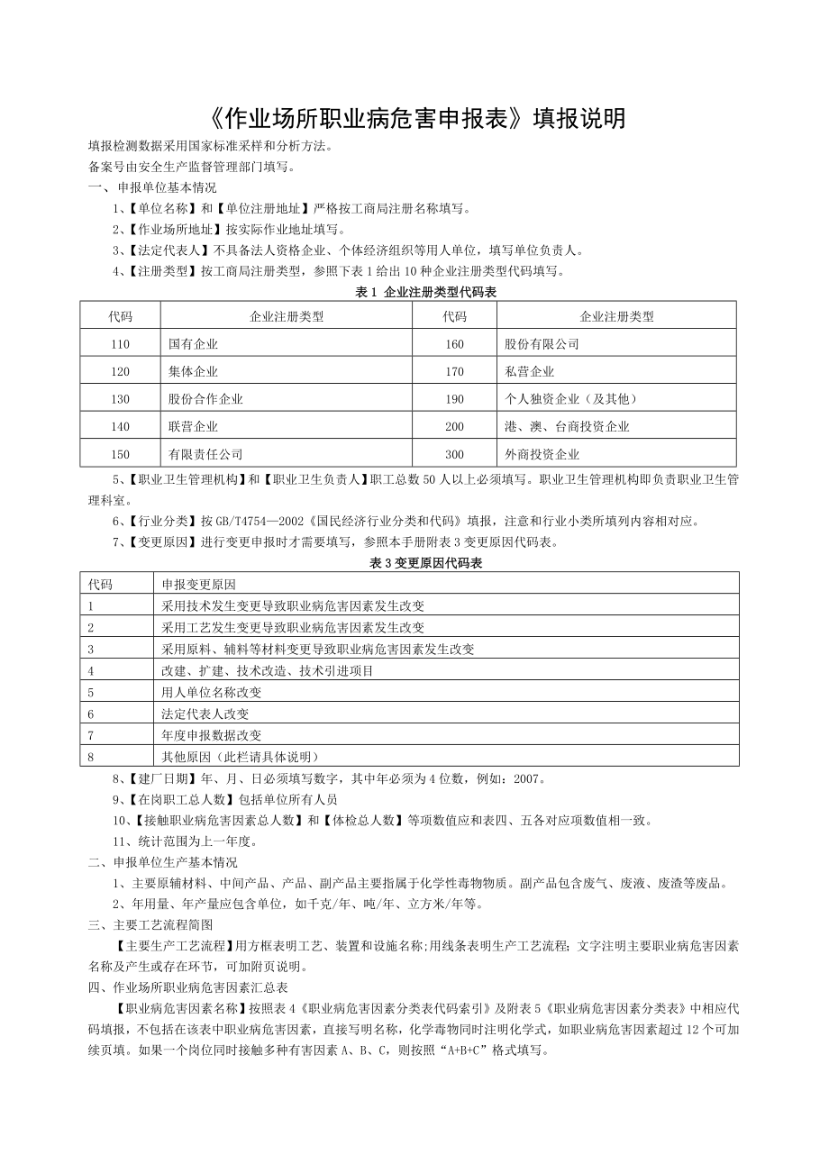 作业场所职业病危害申报表填报说明.doc_第1页