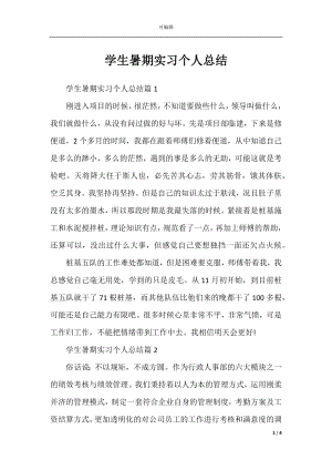 学生暑期实习个人总结.docx