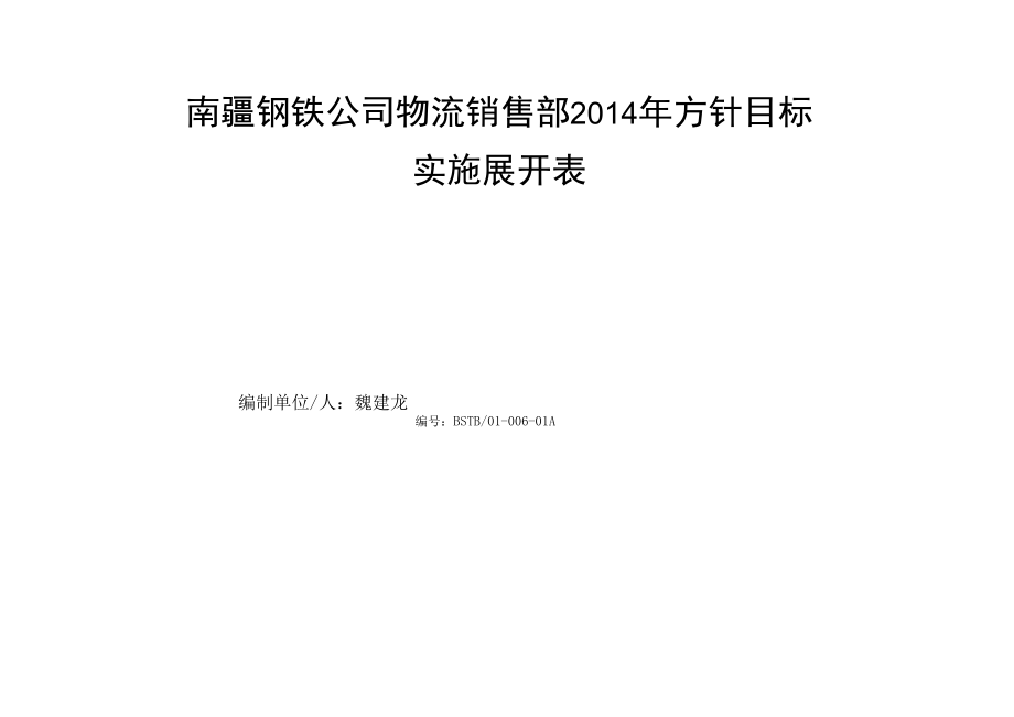 钢铁公司物流销售部年度方针目标实施展开表（安全消防）.docx_第1页