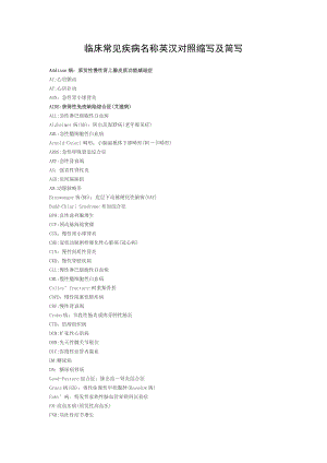 临床常见疾病名称英汉对照缩写及简写.doc
