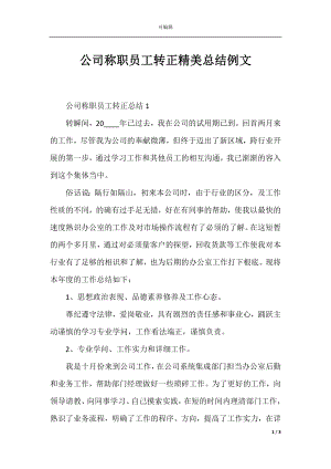 公司称职员工转正精美总结例文.docx