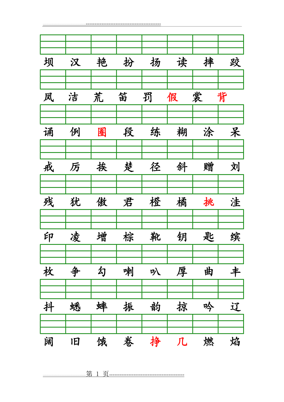 小学三年级上学期语文识字表注音练习(填拼音)(5页).doc_第1页