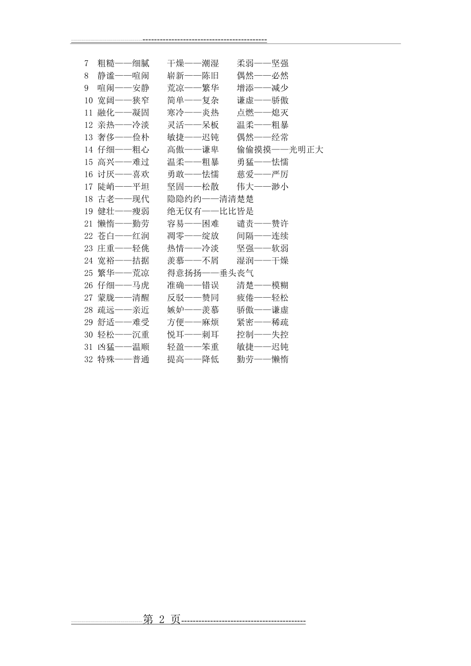 小学语文四年级上册近义词、反义词汇总(人教版)(2页).doc_第2页