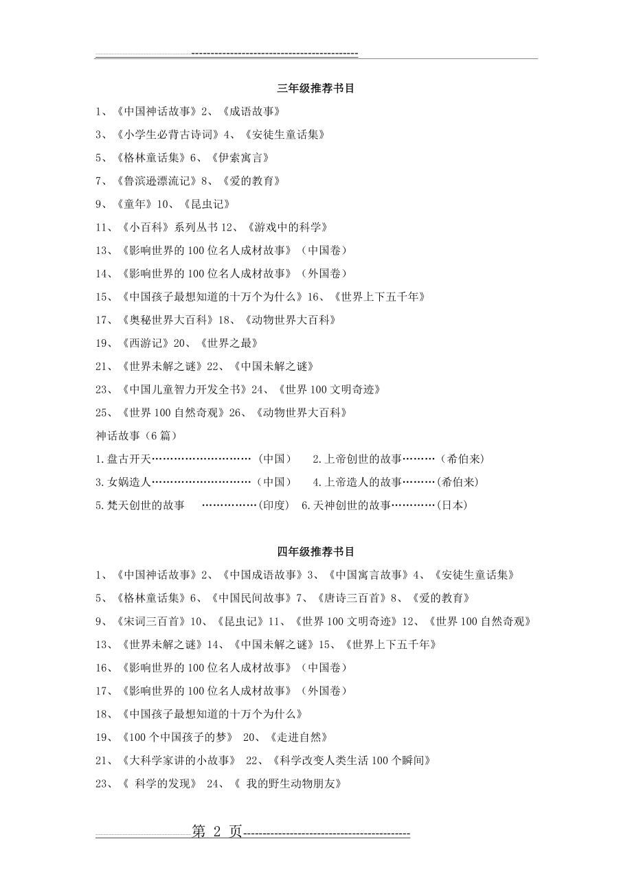 小学各年级课外阅读推荐篇目(3页).doc_第2页