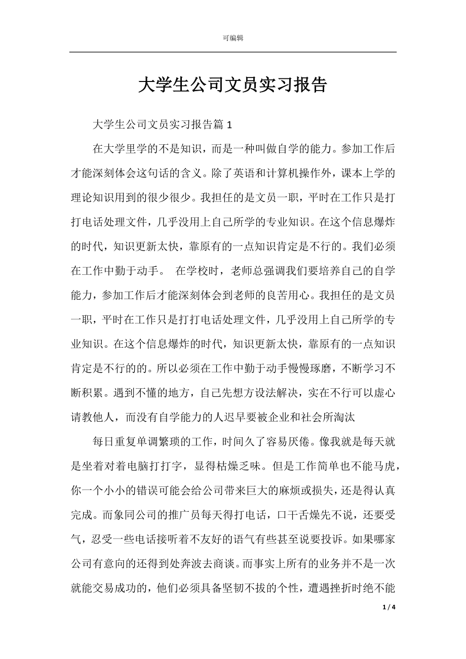 大学生公司文员实习报告.docx_第1页