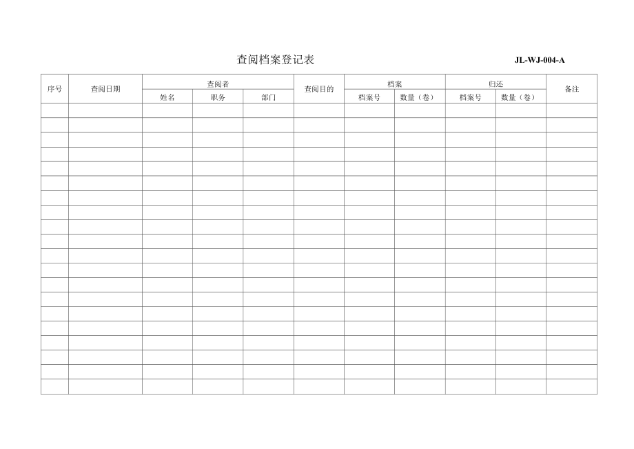 药品GMP文件 04查阅档案登记表.docx_第1页