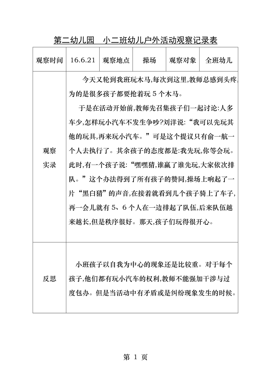 户外活动观察记录.docx_第1页