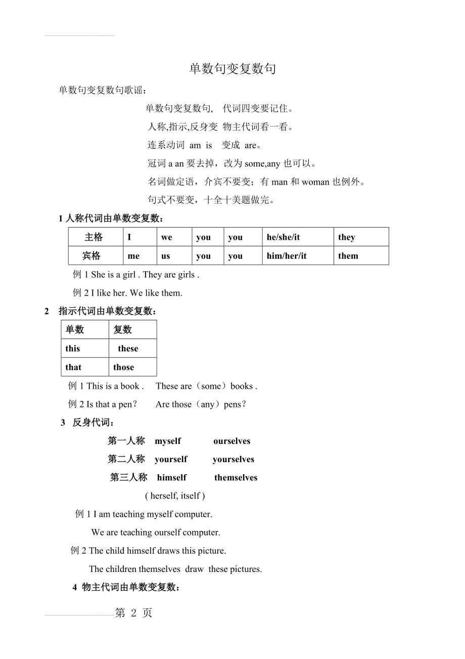 单数句变复数句(附练习及答案)(6页).doc_第2页